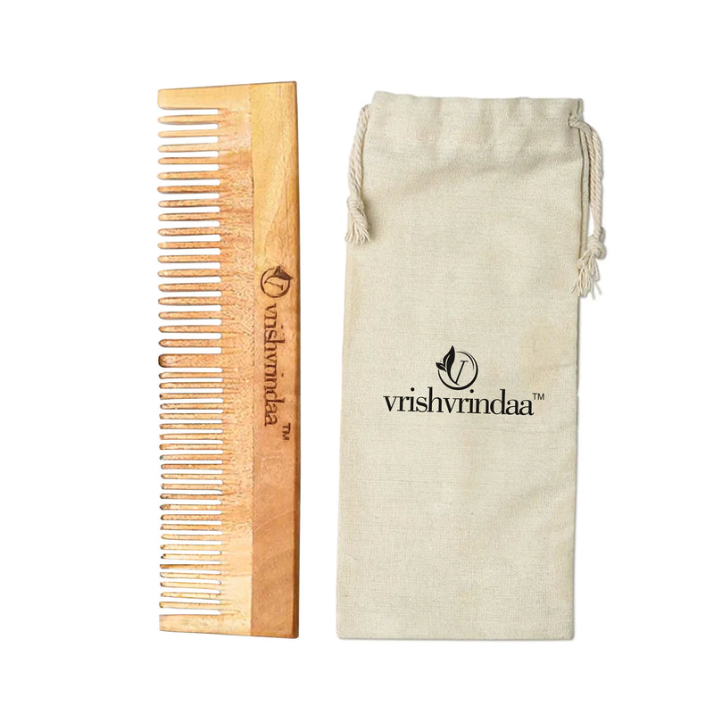 Full Size Neem Wood Comb - Reduces Hair Fall & Supports Hair Growth.
