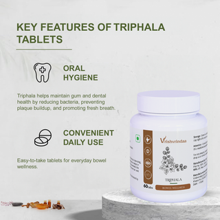 Vrishvrindaa Triphala Tablets for digestive health Ayurvedic Detox  Triphala 60 Tablets for wellness