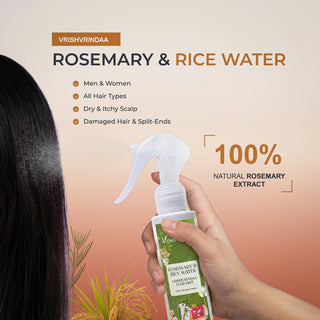Vrishvrindaa 100% Natural Rosemary & Rice Water for Men and Women, All Hair Types