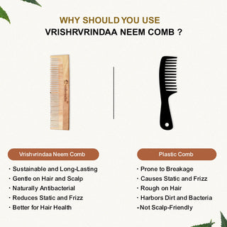 Full Size Neem Wood Comb - Reduces Hair Fall & Supports Hair Growth.