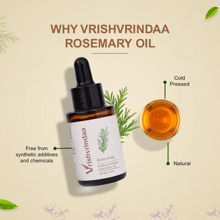 VrishVrindaa Rosemary Oil - Therapeutic Grade Essential Oil for Aromatherapy, Skin, and Hair Care - 25ml