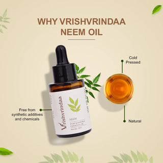 Vrishvrindaa  Neem Oil - Cold-Pressed, Natural Remedy for Skin and Hair Care - 25ml