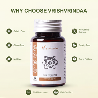 VrishVrindaa Immune Guard Capsules - Natural Immune Support and Antioxidant Supplement - 500mg, 60 Capsules