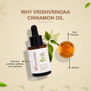 VrishVrindaa Cinnamon Oil - Therapeutic Grade Essential Oil for Aromatherapy, Skin, and Hair Care - 25ml