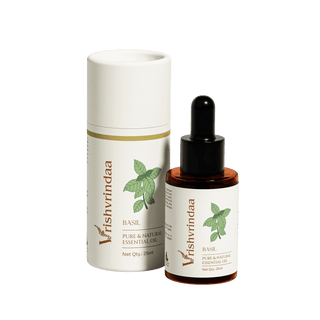 Vrishvrindaa Pure Basil Essential Oil 25ml Natural Oil for Skin & Aromatherapy