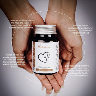 Ayurvedic heart capsules containing arjuna, garlic and tulsi for cholesterol and blood pressure support