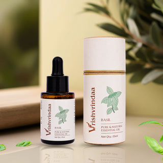Basil oil benefits include calming stress, promoting healthy skin and hair growth