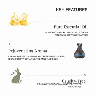 Basil oil for hair growth and scalp health by stimulating blood flow and strengthening roots