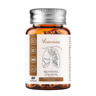 VrishVrindaa BreatheWell Lung Detox Capsules - Natural Respiratory Support and Detox Supplement - 500mg, 60 Capsules