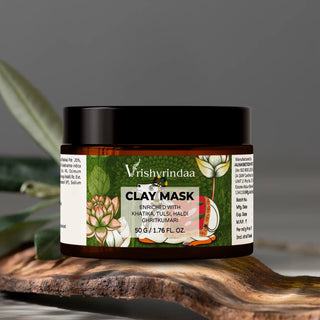 Clay mask for detox and oil control – with neem, turmeric, aloe vera, and tulsi