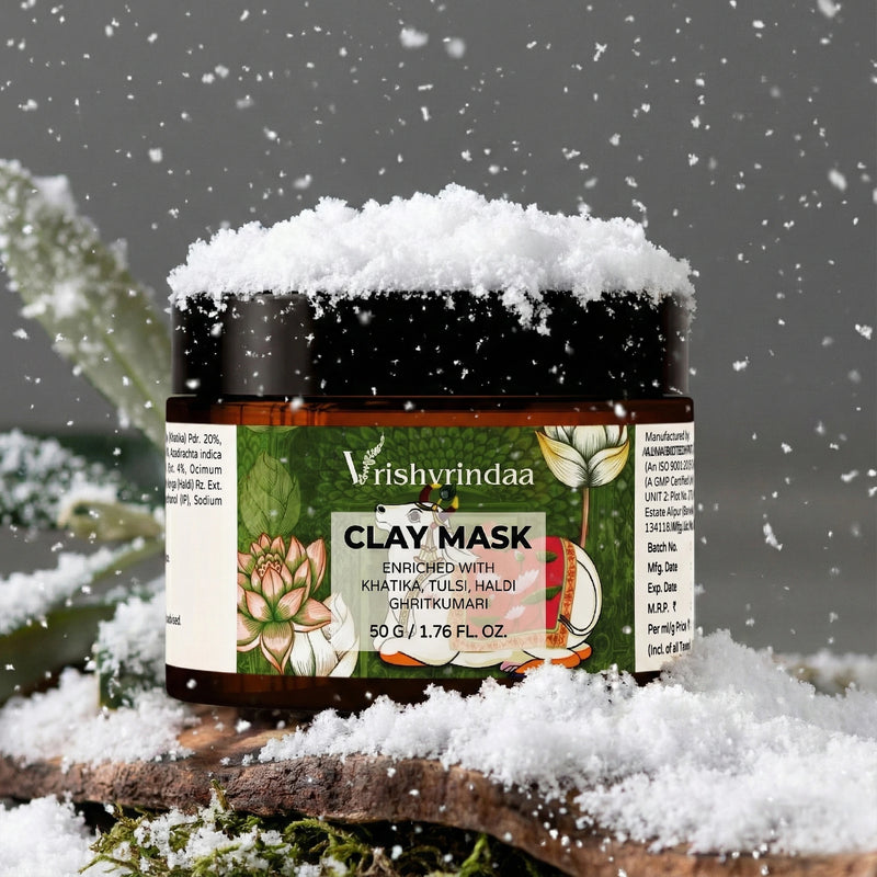 Clay mask for detox and oil control – with neem, turmeric, aloe vera, and tulsi