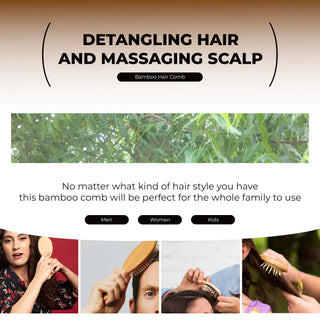 Eco friendly bamboo hair brush made from biodegradable materials to reduce plastic waste