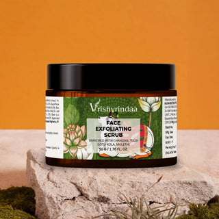 Face scrub for glowing skin – Vrishvrindaa scrub with chandan, tulsi, gotu kola, and mulethi
