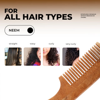 Gentle detangling neem comb that prevents hair breakage and spreads natural oils evenly