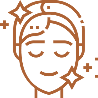 Icon of a face with sparkles representing enhanced glow