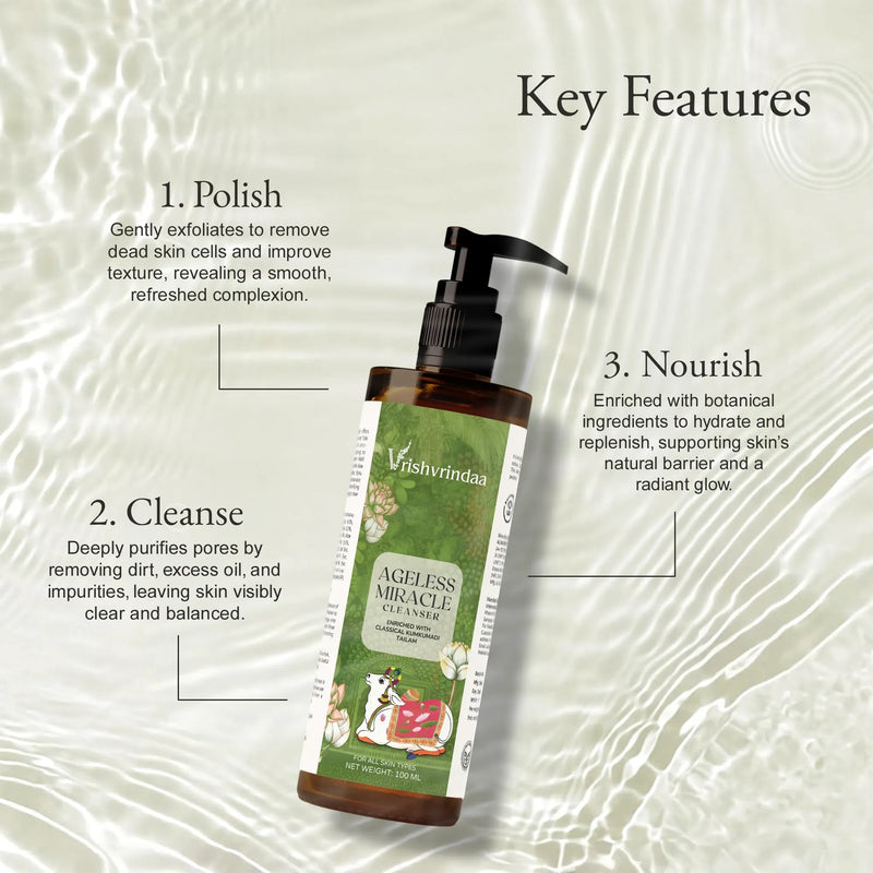 Herbal face cleanser with anti-aging and skin-brightening benefits – Vrishvrindaa Ageless Cleanser
