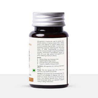 Natural ashwagandha supplement capsules promoting overall wellness and vitality