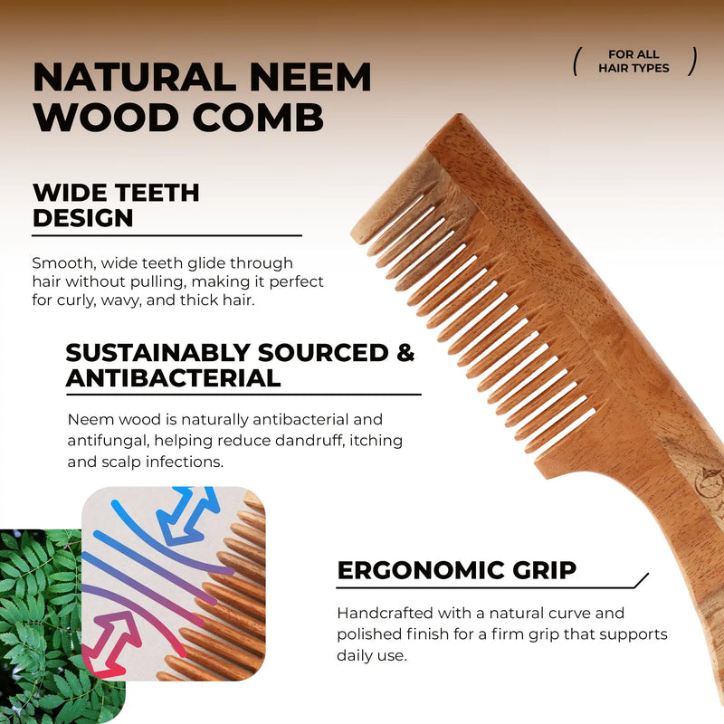 Neem comb for hair fall control strengthens roots and reduces breakage naturally