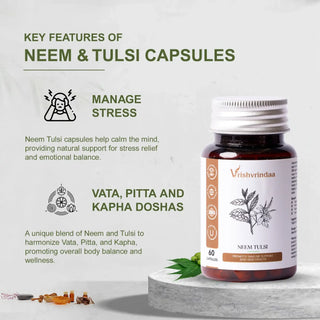 Neem Tulsi capsules benefits include skin health, immunity boost, and detoxification
