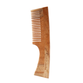 Neem wood comb for gentle detangling and reducing frizz with natural antibacterial benefits 