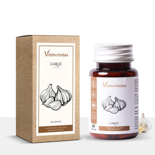 Organic garlic capsules made from pure garlic extract, no fillers, non-GMO
