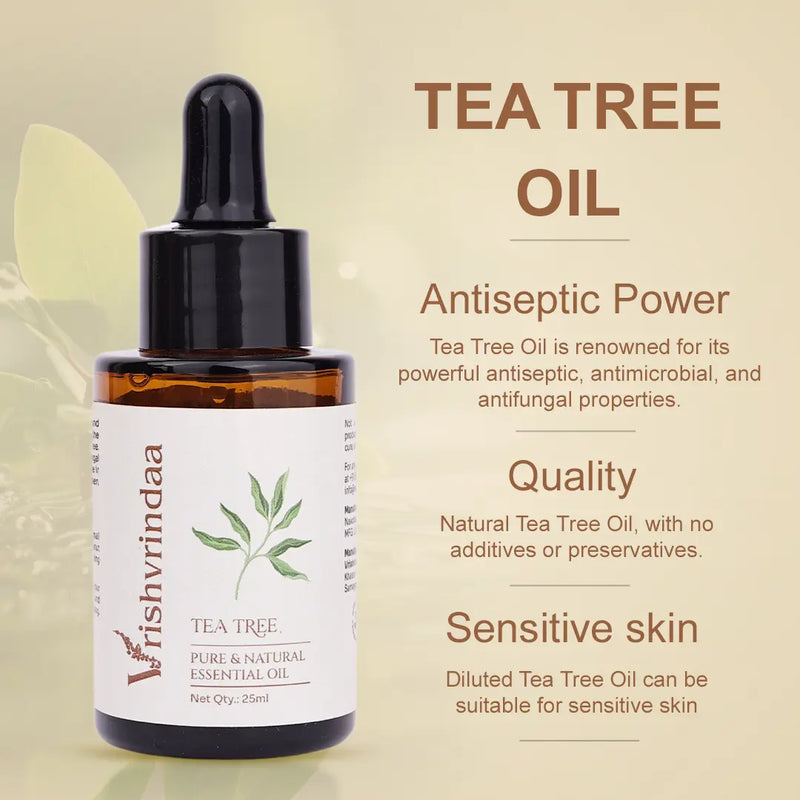 Pure tea tree essential oil (Melaleuca alternifolia) for natural antiseptic skincare