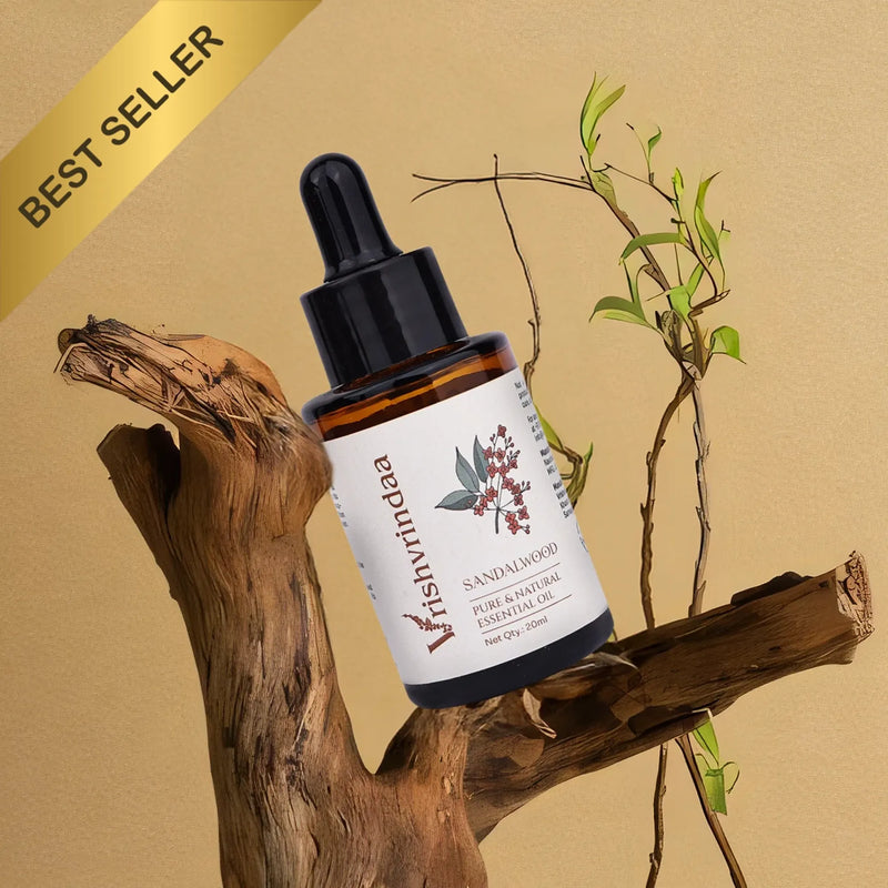 Sandalwood oil for skin soothes inflammation, reduces acne, and promotes even tone 