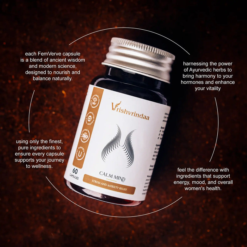 Stress relief capsules with adaptogens to reduce anxiety and tension
