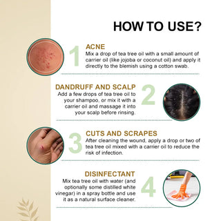 Tea tree oil for healthy hair and scalp to reduce itchiness and promote growth