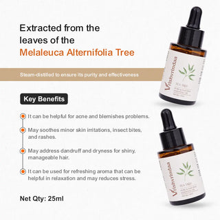 VrishVrindaa Tea Tree Oil - 25ml | Essential Oil for Skin & Hair Care