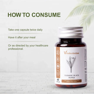 Turmeric capsules for immunity boost and antioxidant support with black pepper 